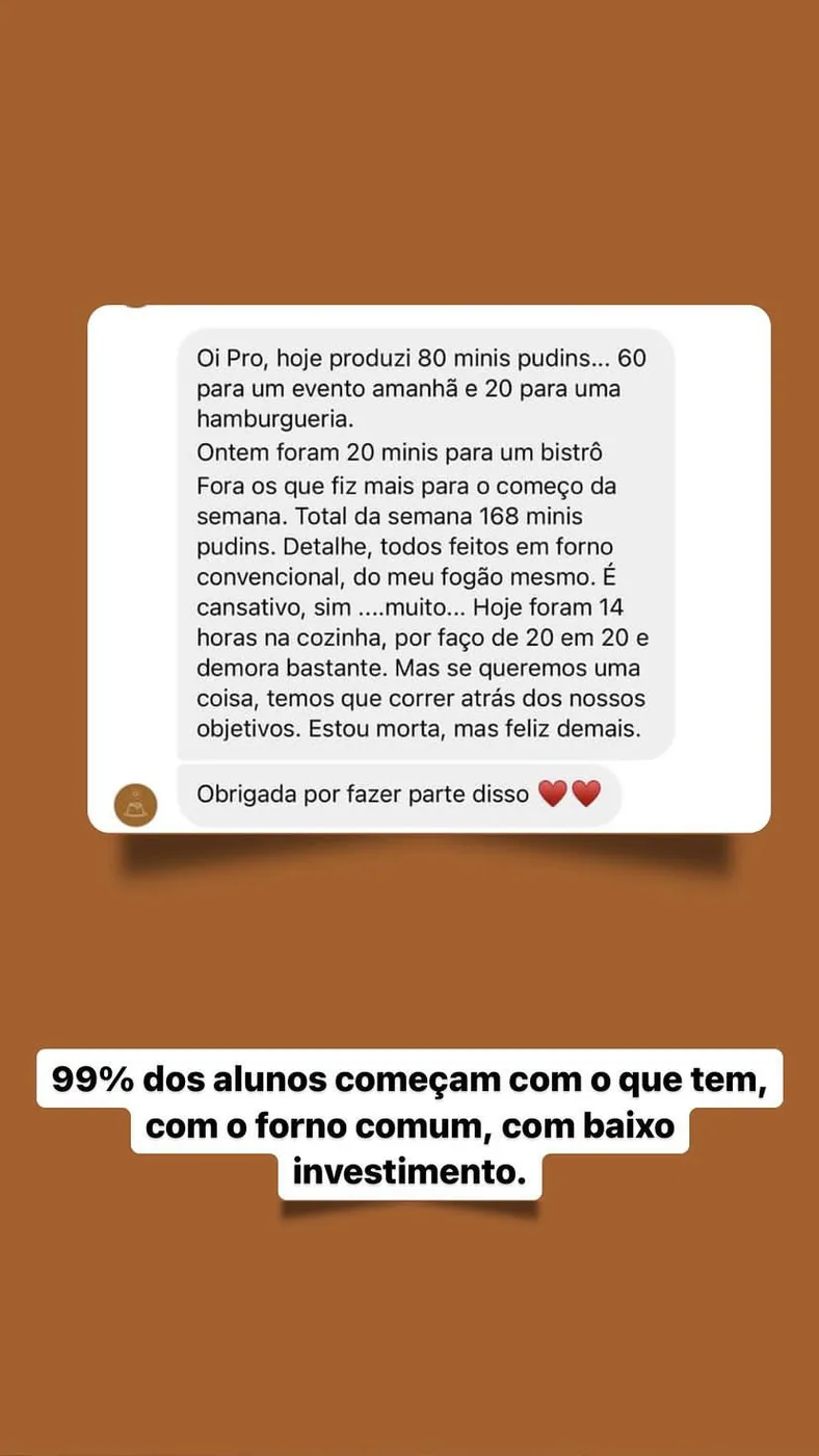 Depoimento de aluna que começou com 80 mini pudins