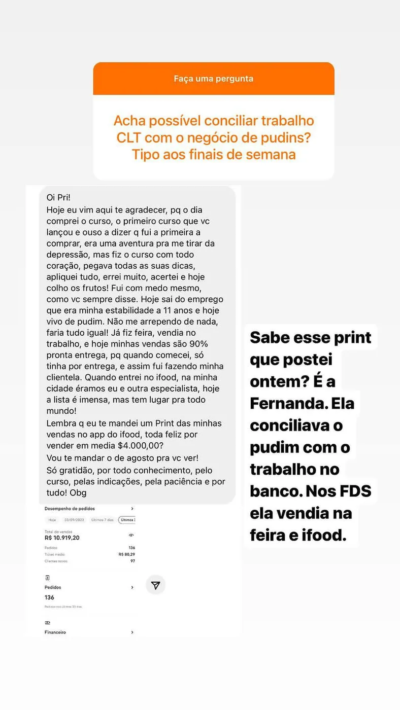 Aluna Fernanda: saiu do CLT e faturou dez mil